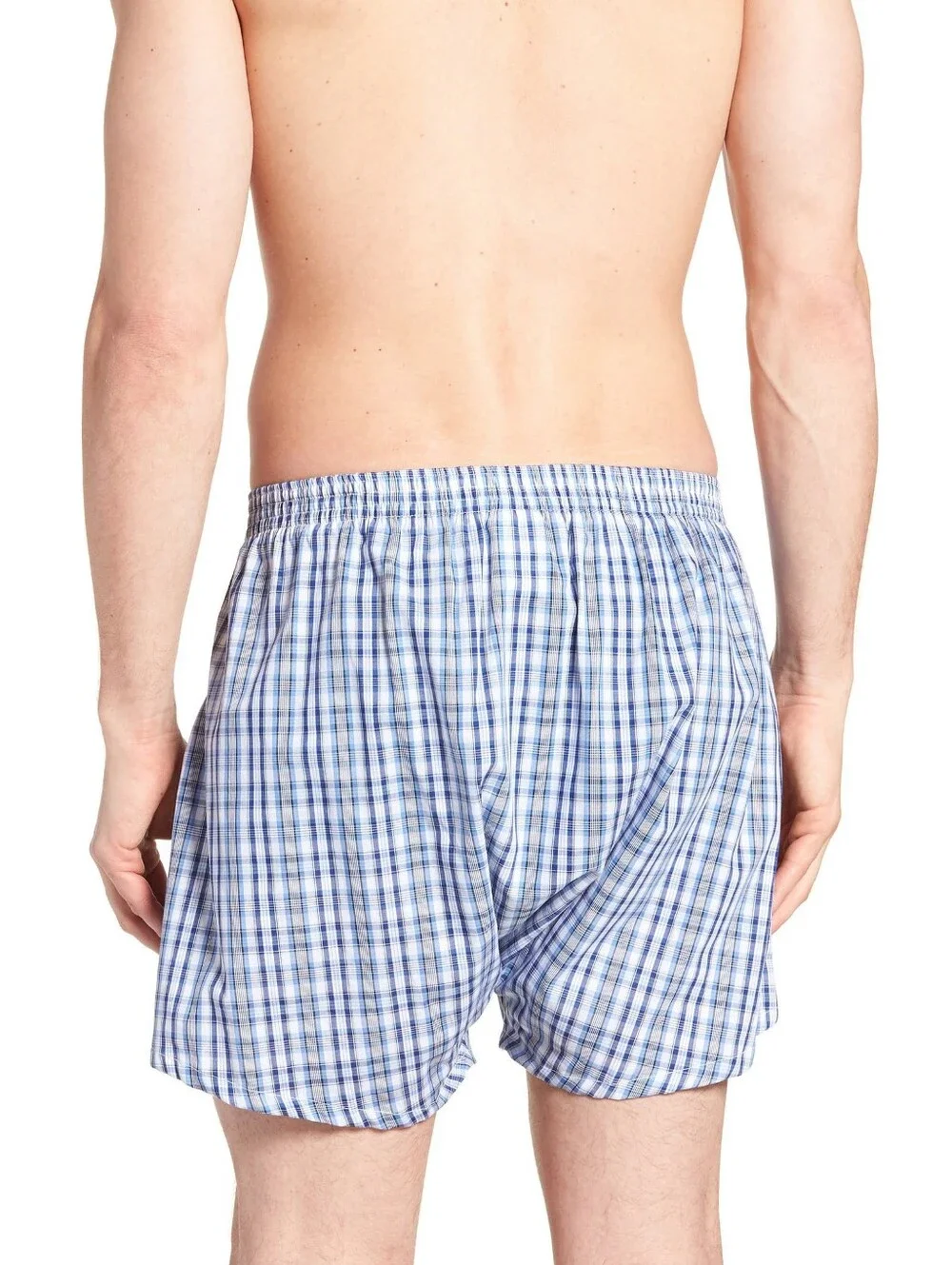 Nordstrom 3-Pack Classic Fit Boxer 38 NEW Blue Dazzle solid plaid stripe